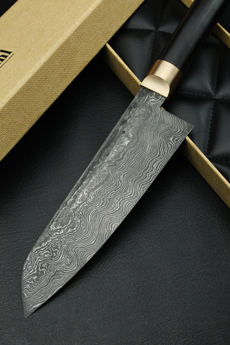 Damascus Santoku Black Ebony