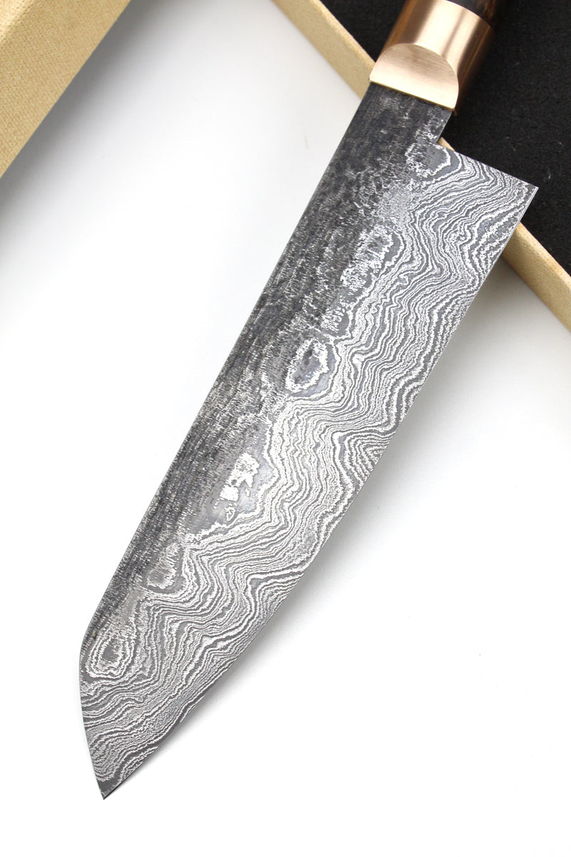 Damascus Santoku 320L Walnut stabilized