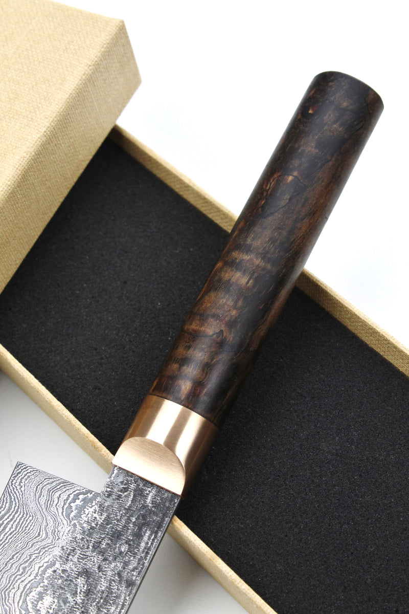 Damascus Santoku 320L Walnut stabilized
