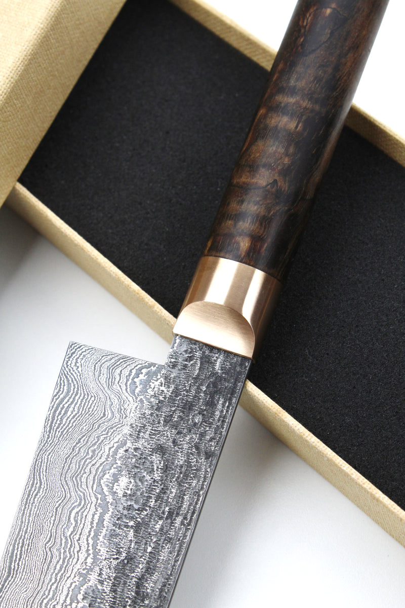 Damascus Santoku 320L Walnut stabilized