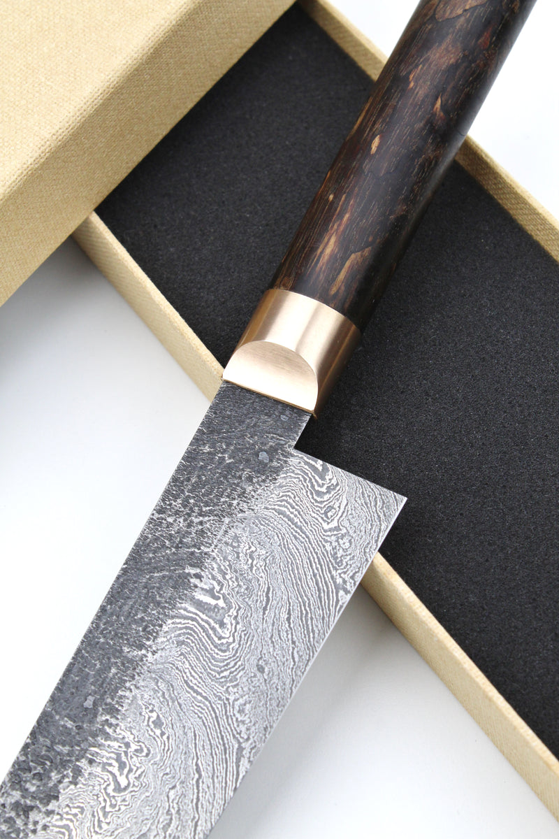 Damascus Santoku 320L Torsion Walnut