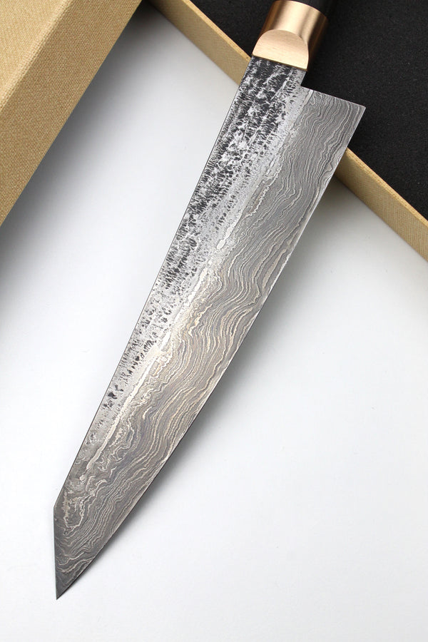 Gyuto Damascus Bog Oak Oval