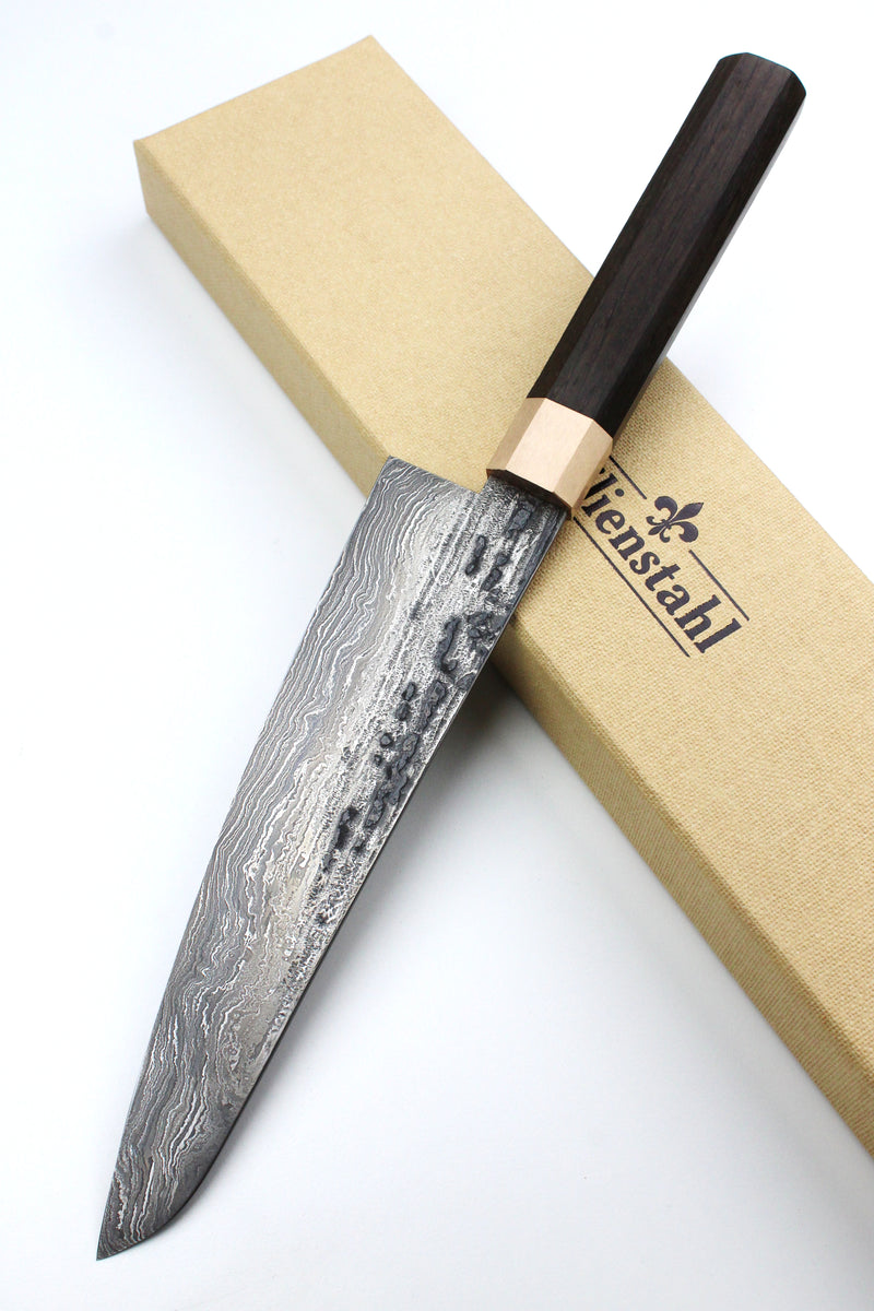 Damascus Gyuto Bog Oak Octagonal
